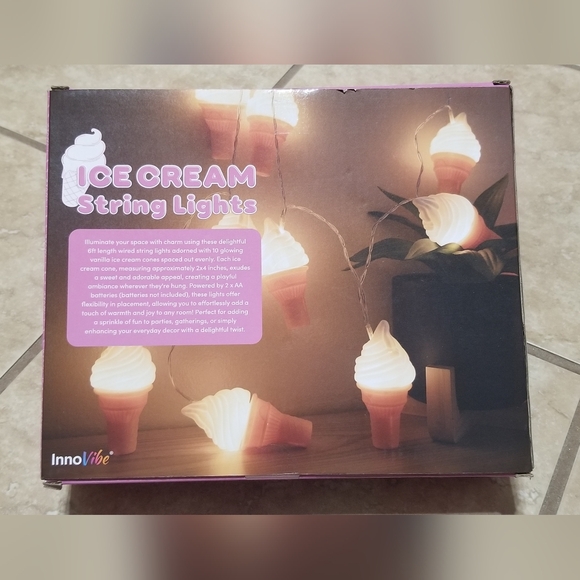 InnoVibe 10 LED Ice Cream Cones String Lights (6ft Long) - Picture 3 of 3